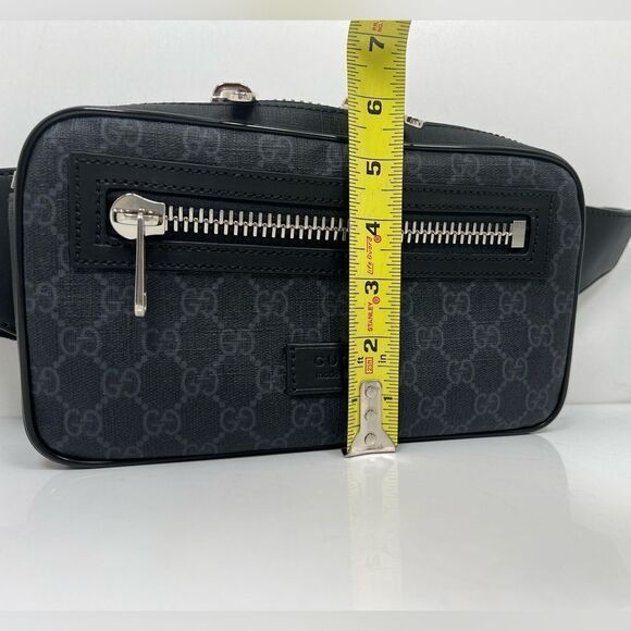 AUTHENTIC GUCCI GG SUPREME CANVAS BLACK BELT BAG FOR MEN Excellent Mint Cond - Picture 7 of 9